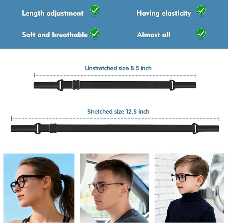 feehope 4 Pack Adjustable Glasses Strap（8.5-12.5in）, Glass Straps for Eyeglasses & Sunglasses, Anti-Slip Sports & Daily Use Eyeglass Strap - Image 2